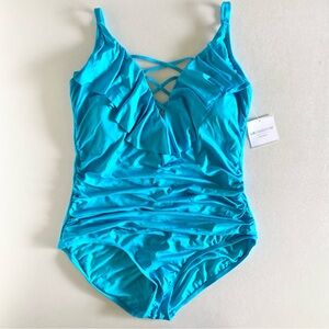 NEW Liz Claiborne one piece Swimsuit in turquoise -Size 18W